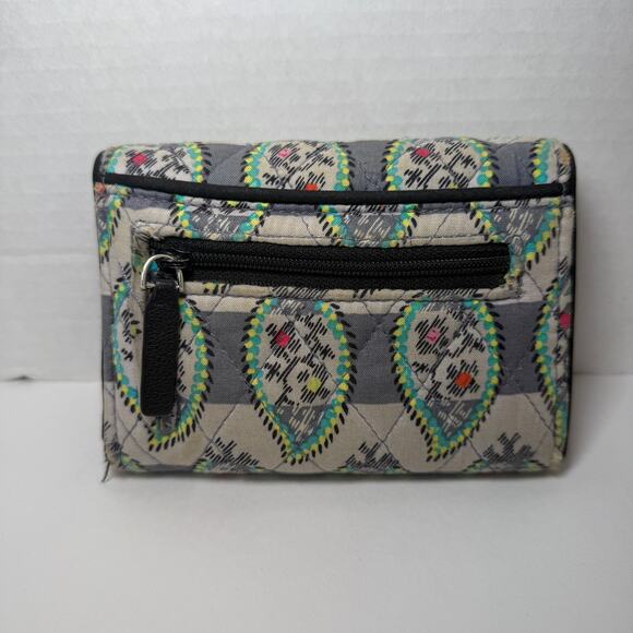 Vera Bradley Women's Paisley Stripes Print Tri-Fold Card Wallet - Picture 6 of 7